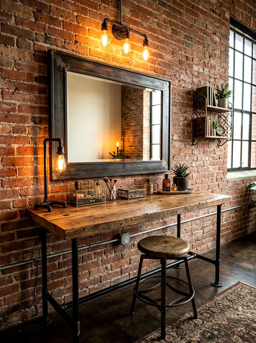 Industrial Vanity Desk - 30 dressing table ideas