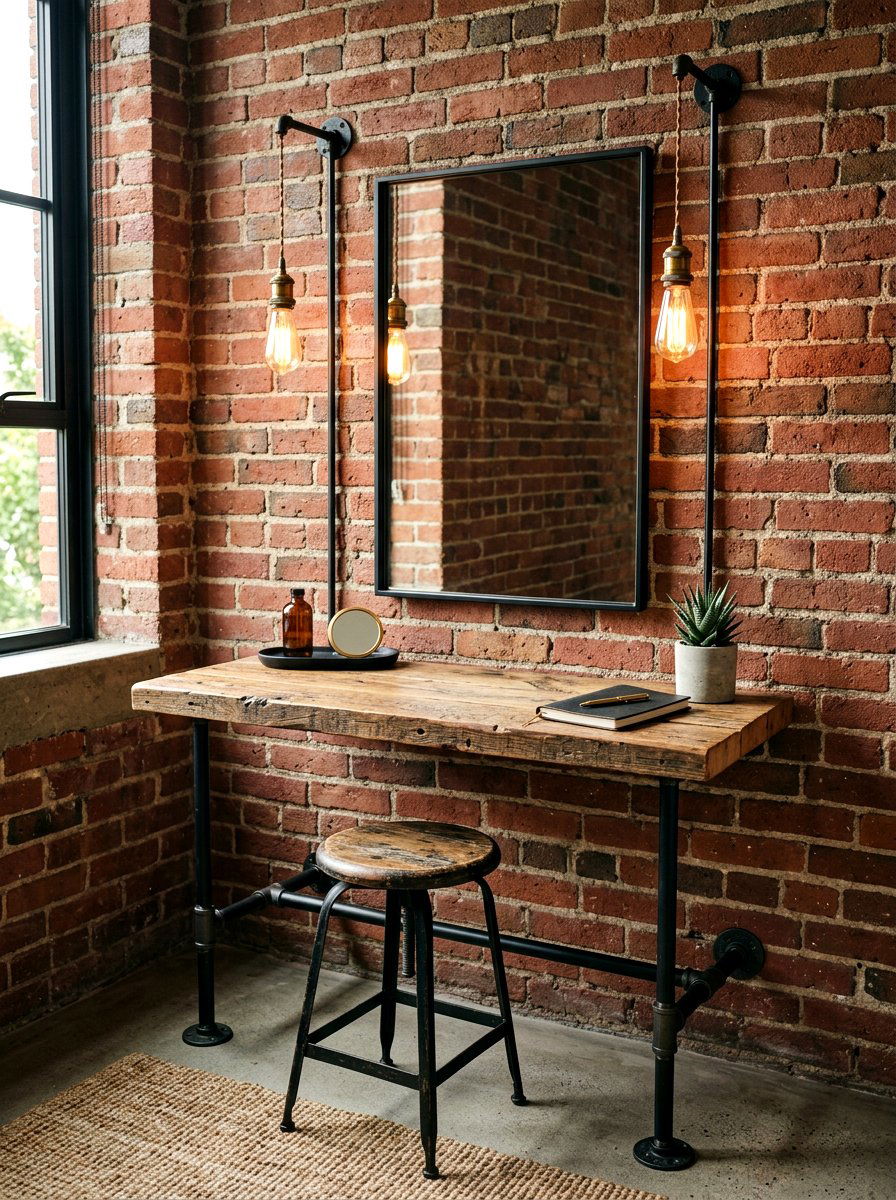 Industrial Vanity Nook - 30 vanity nook ideas