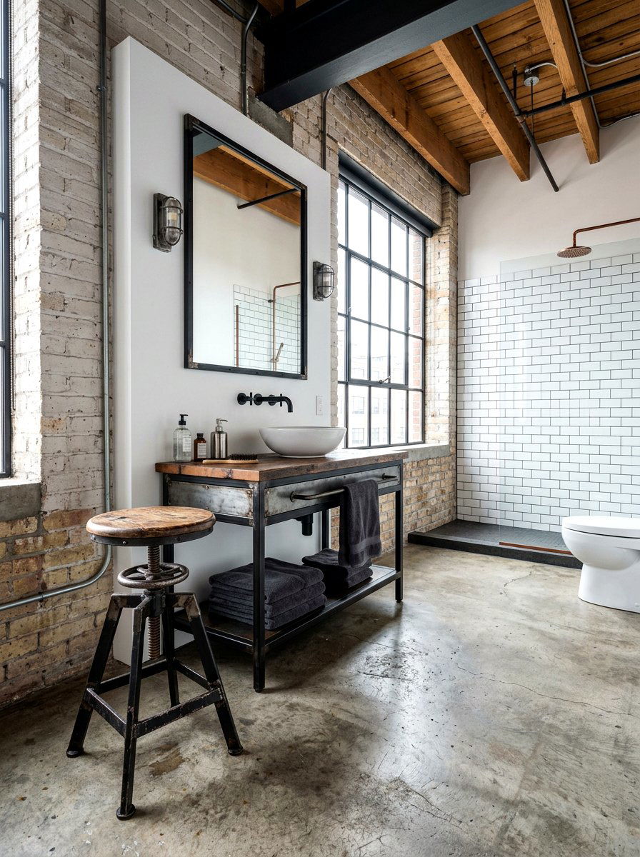 Industrial Vanity Stool - 30 vanity stool bathroom ideas