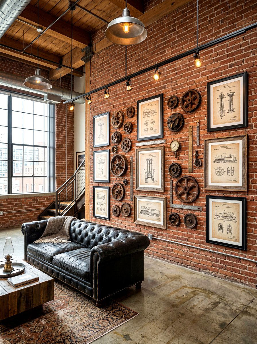 Industrial Vintage Wall Display - 30 vintage collage wall ideas