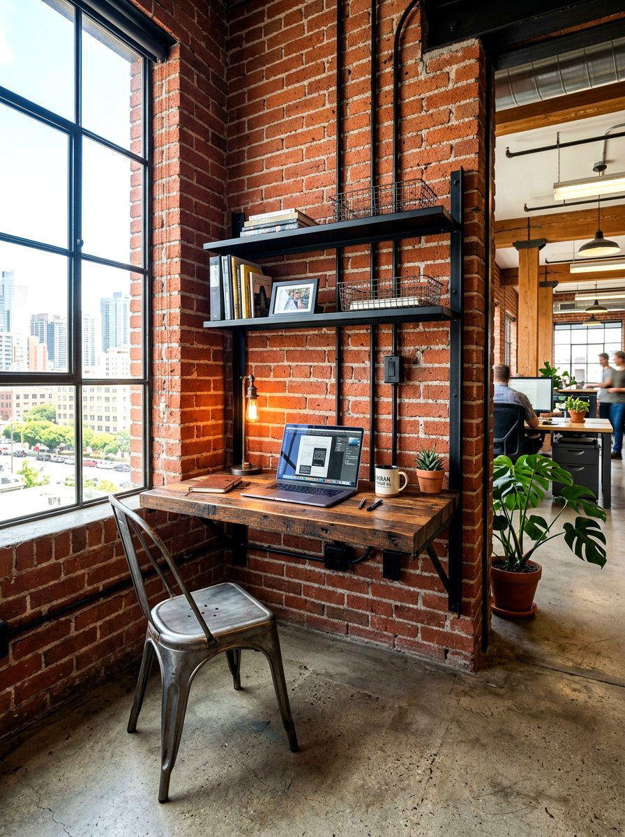 Industrial Wall Desk - 30 Murphy desk apartment ideas