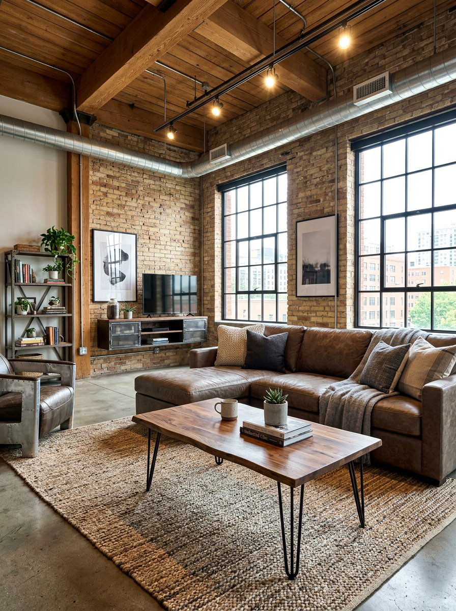 Industrial Walnut Living Room Mushroom Accents - 30 mushroom and walnut living room ideas