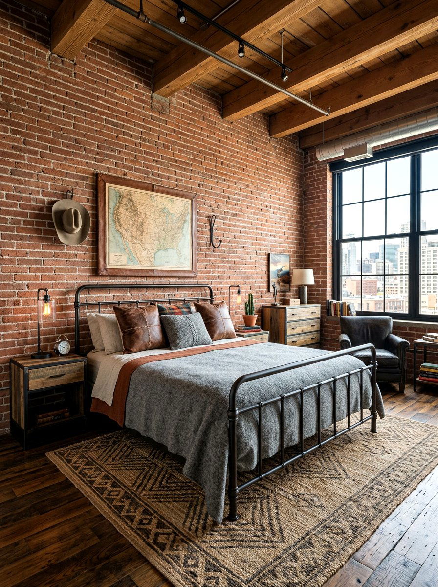 Industrial Western Loft Bedroom - 30 western bedroom ideas