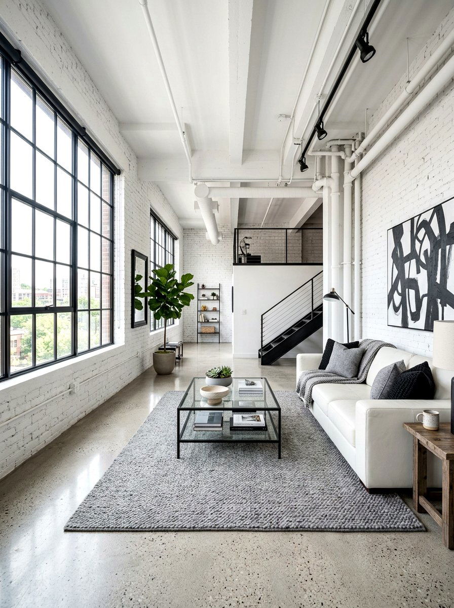Industrial White Living Room - 30 white living room ideas