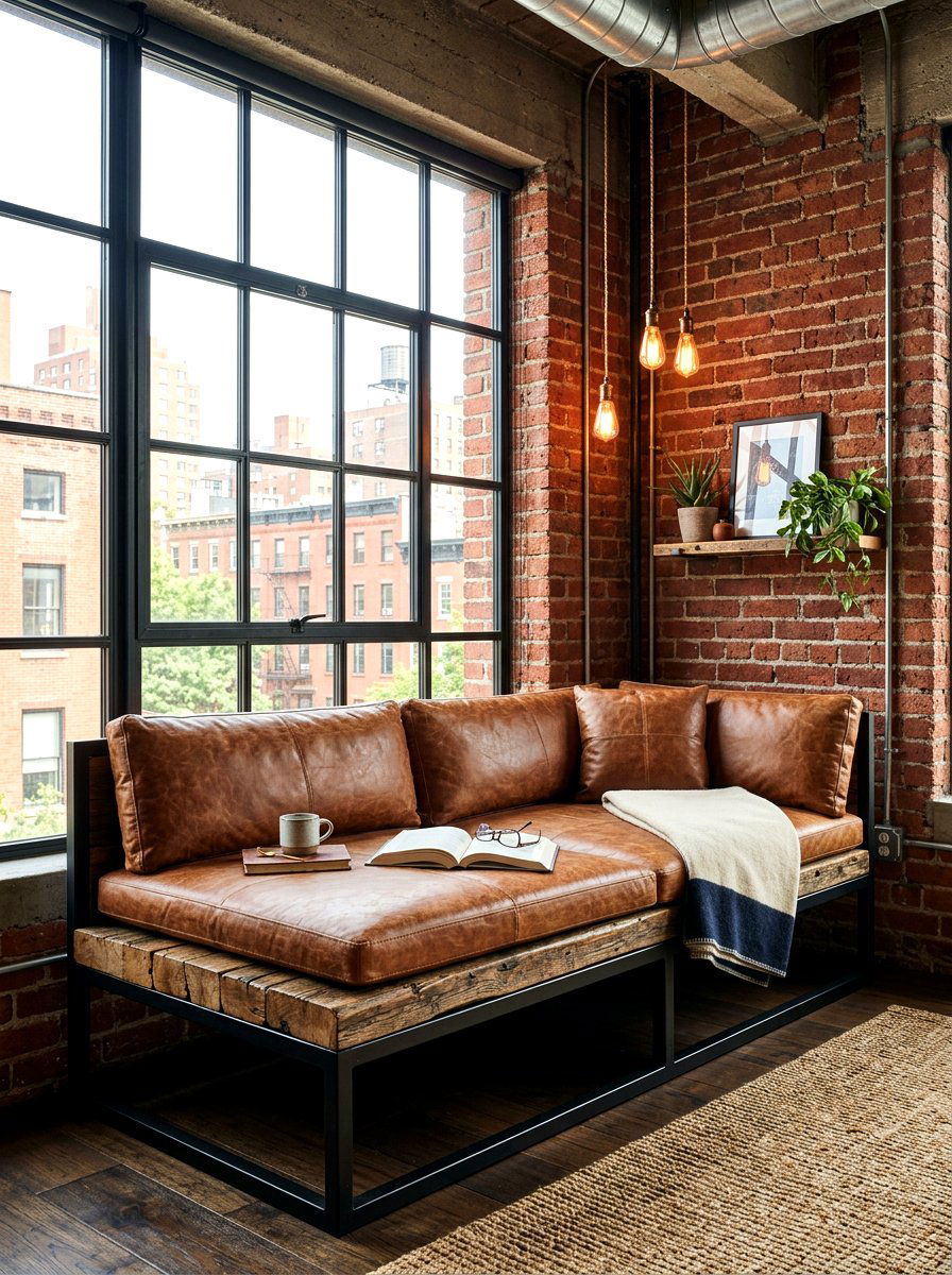 Industrial Window Reading Spot - 30 window seat bookshelf ideas