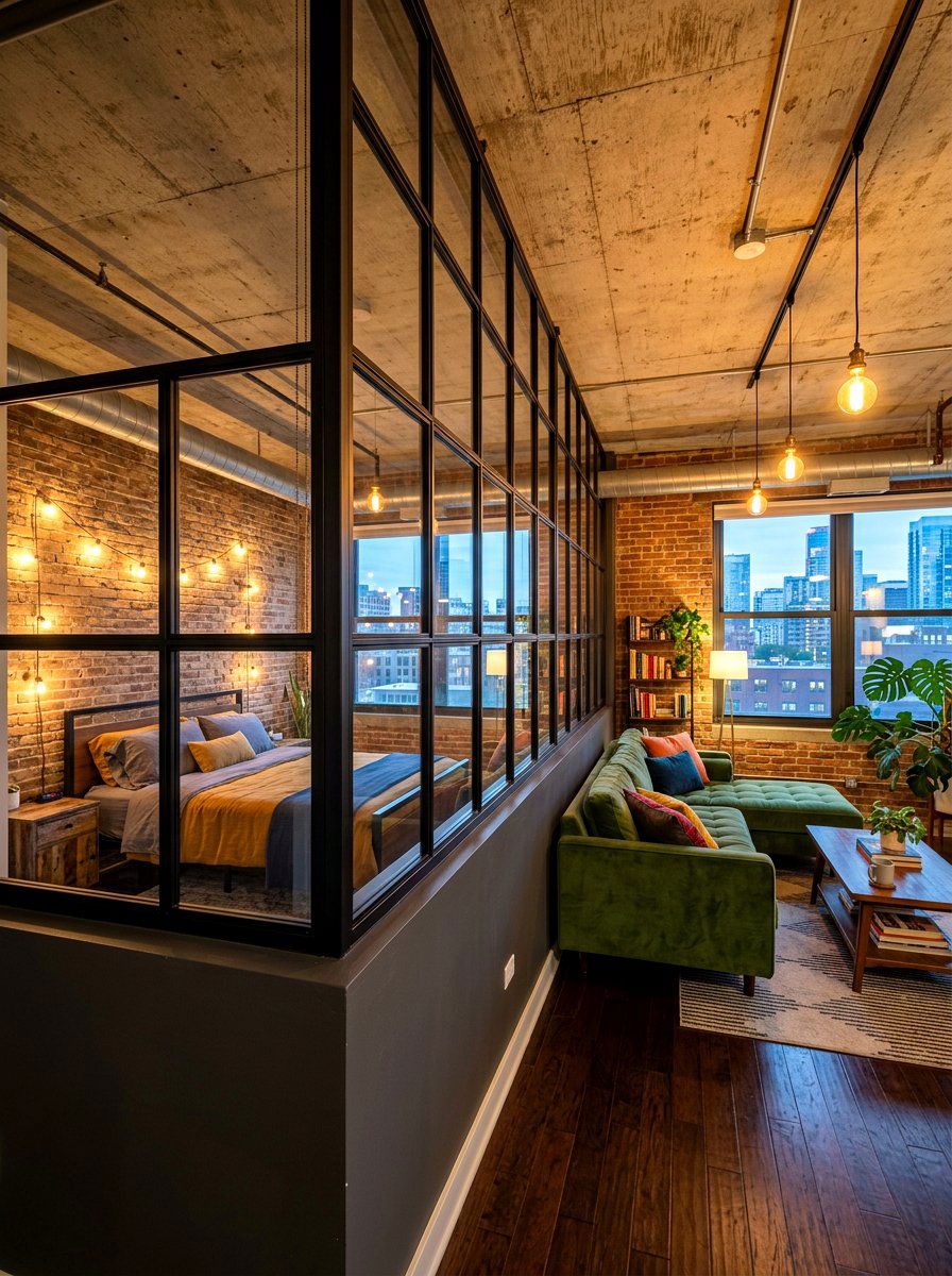 Industrial Window Wall Partition - 30 half wall zoning ideas