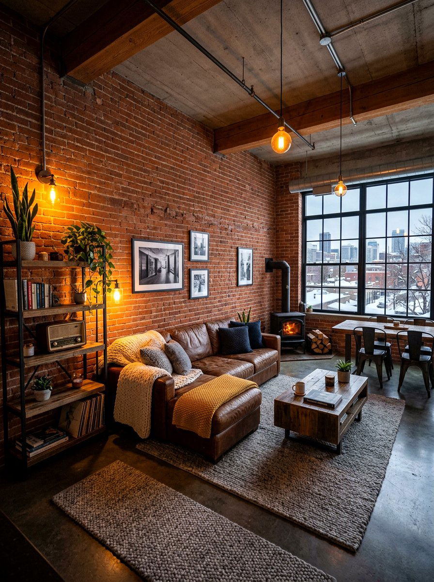 Industrial Winter Living Room - 30 cozy winter lounge ideas