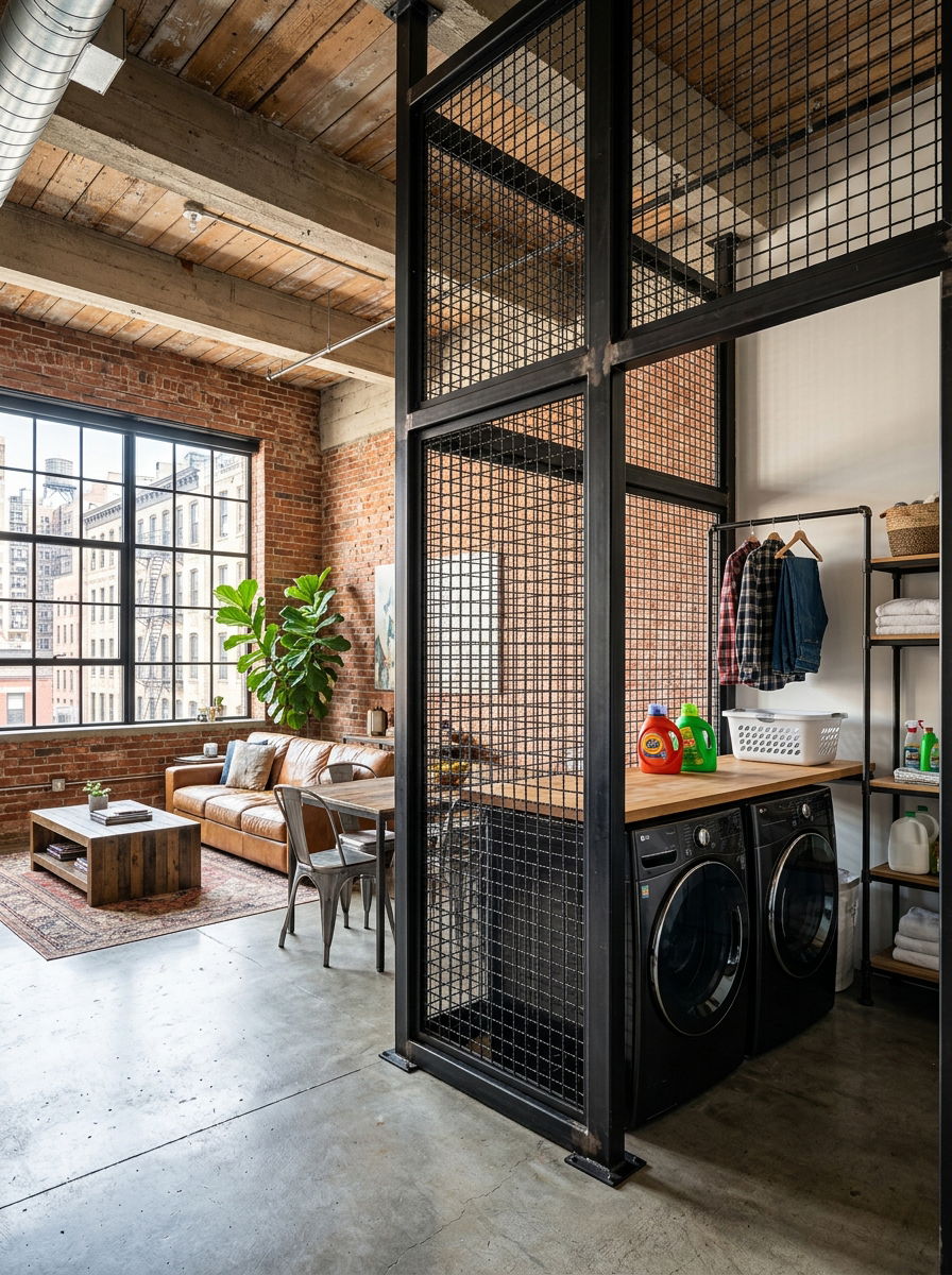 Industrial Wire Mesh Partition - 30 utility area screen ideas