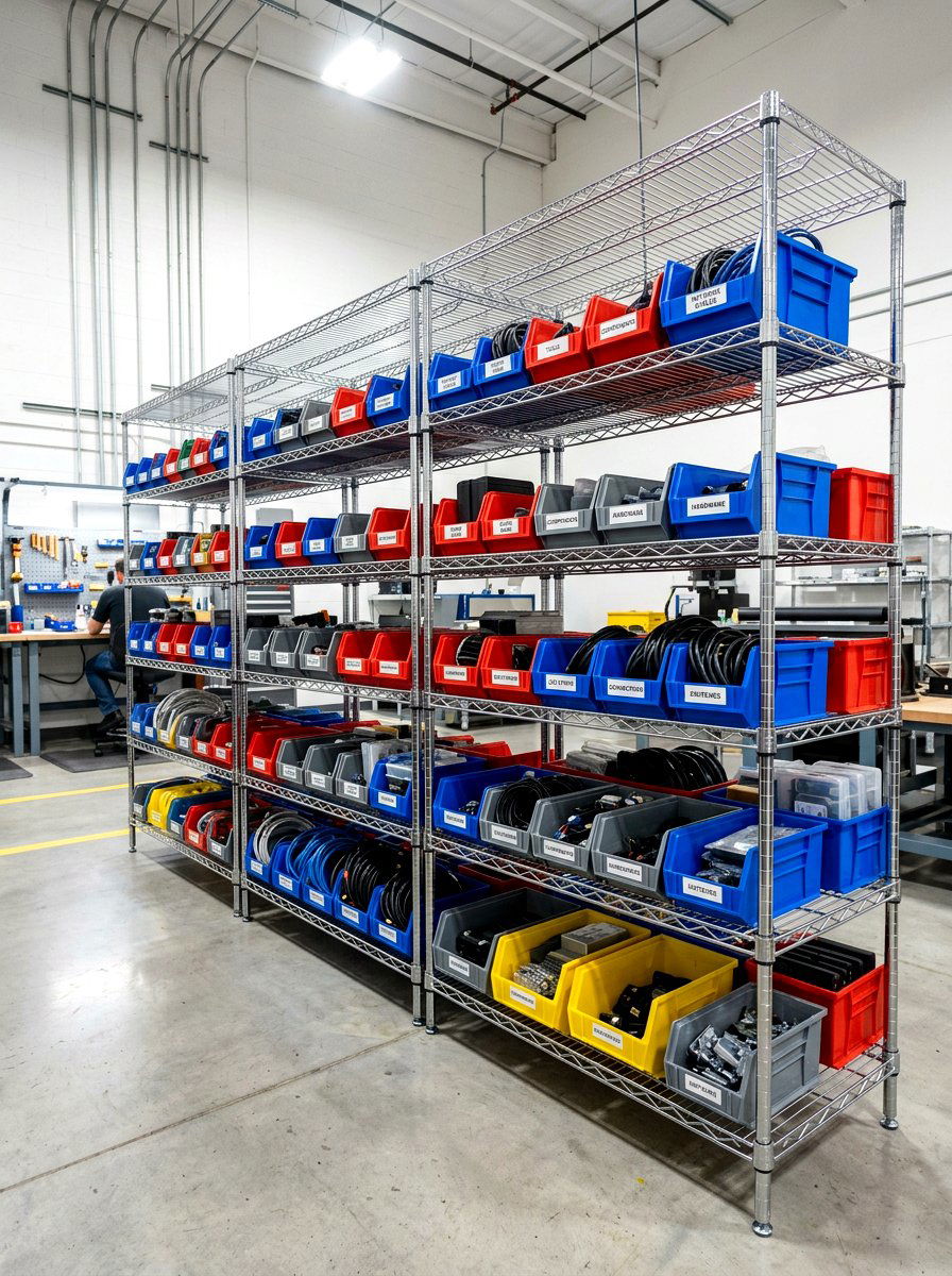 Industrial Wire Shelving - 30 office backdrop shelf ideas