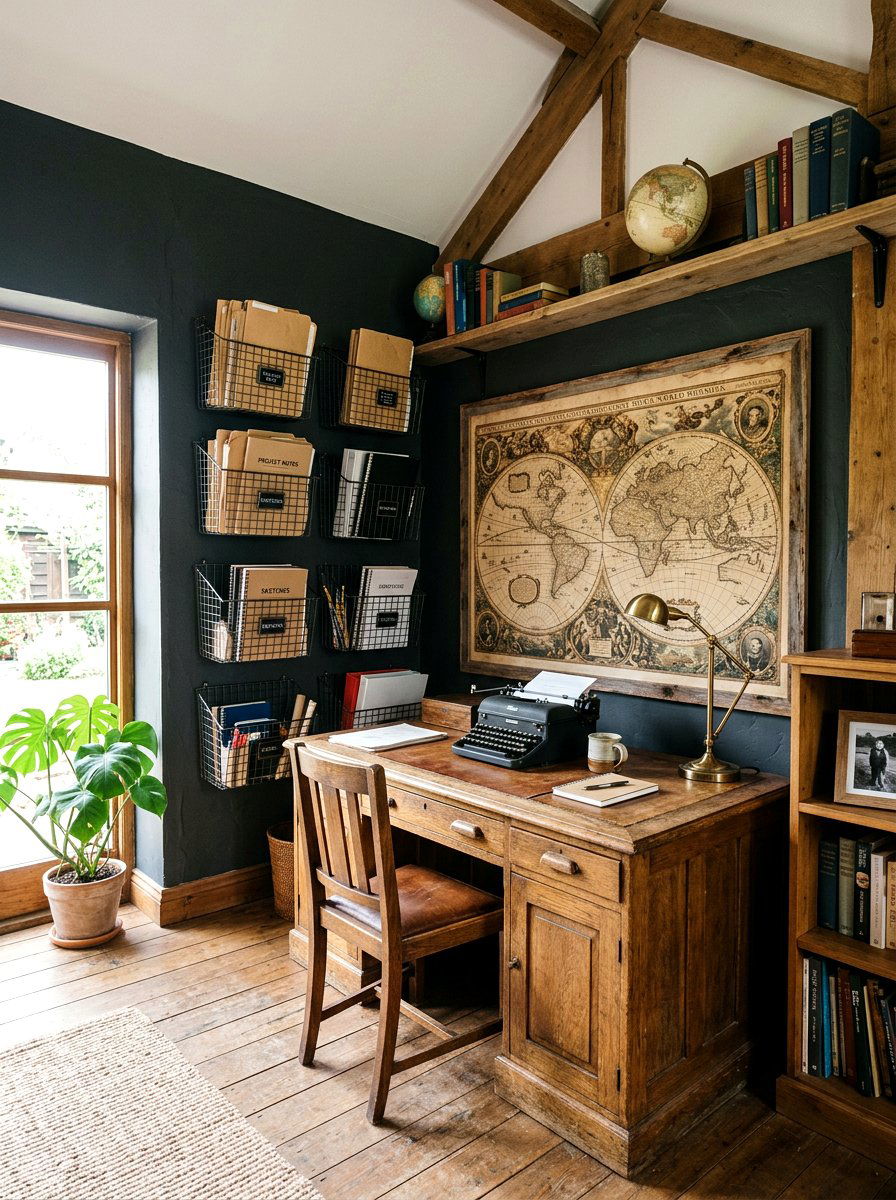 Industrial Wire Wall Basket - 30 paper file wall ideas