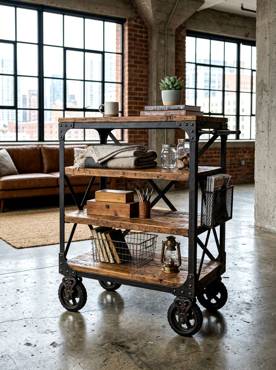 Industrial Wood Cart - 30 firewood rack ideas