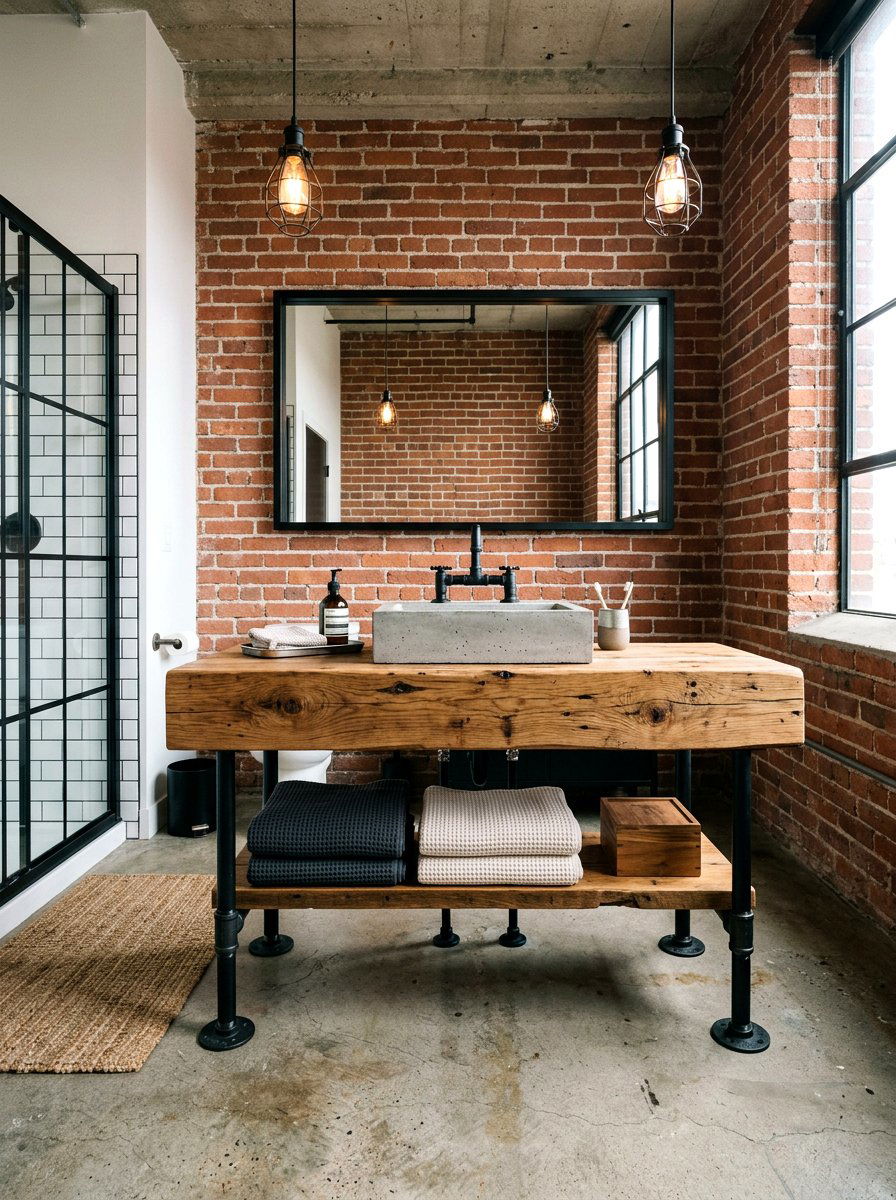 Industrial Wood Vanity - 30 wood vanity ideas