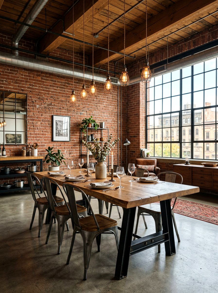 Industrial Wood and Metal Table - 30 extendable dining table ideas