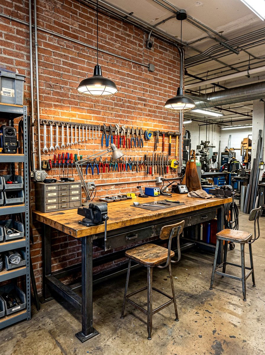 Industrial Workshop Desk - 30 offline home office ideas