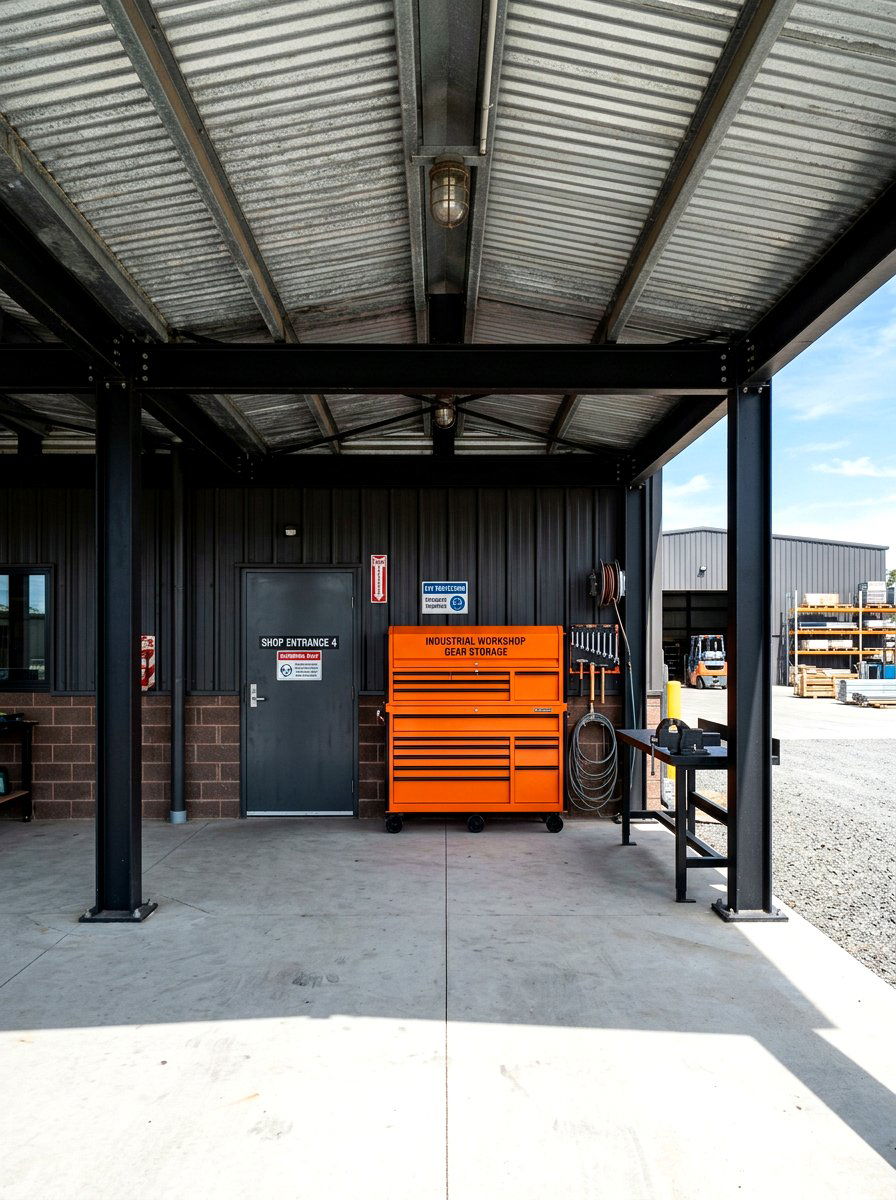 Industrial Workshop Porch - 30 shed porch ideas