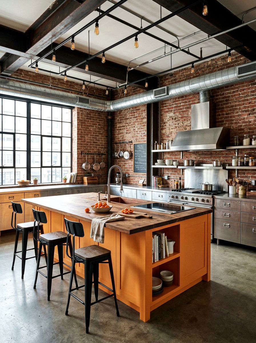 Industrial apricot kitchen - 30 apricot kitchen ideas