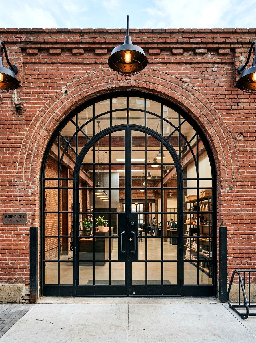 Industrial arched front door - 30 arched front door ideas