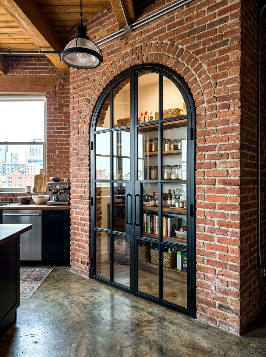 Industrial arched pantry door - 30 arched pantry door ideas