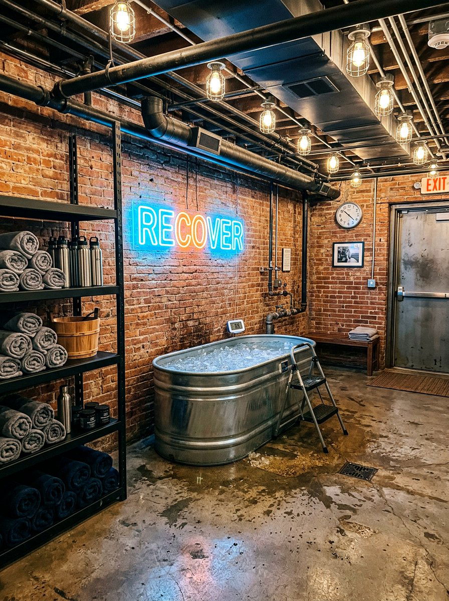 Industrial basement cold plunge - 30 cold plunge room ideas