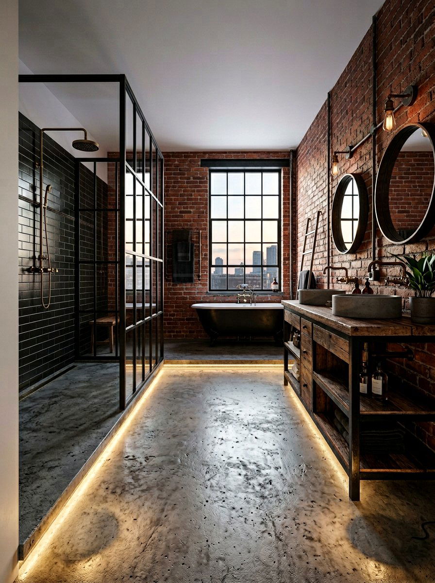 Industrial bathroom floor light - 30 toe kick bathroom lighting ideas