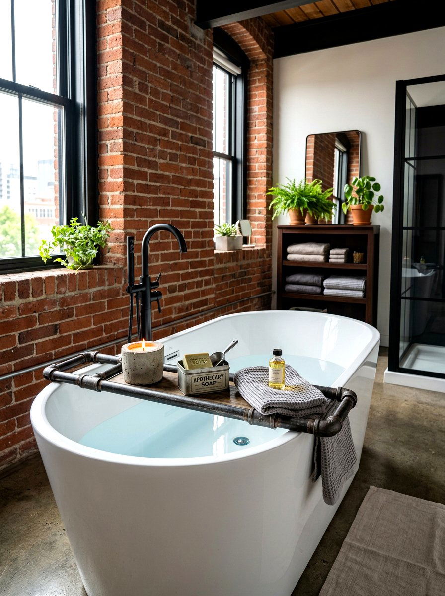 Industrial bathtub tray - 30 tub tray styling ideas