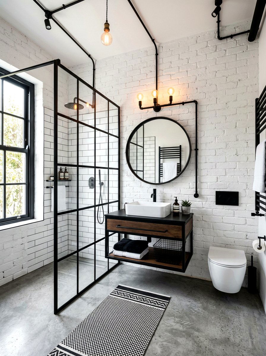 Industrial black and white bathroom - 30 black and white bathroom ideas