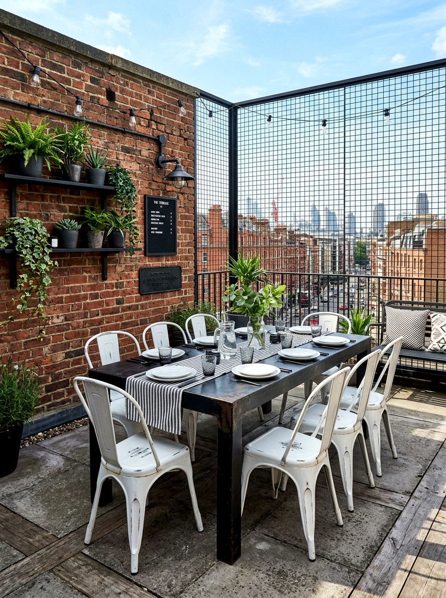 Industrial black and white terrace - 30 black and white patio ideas