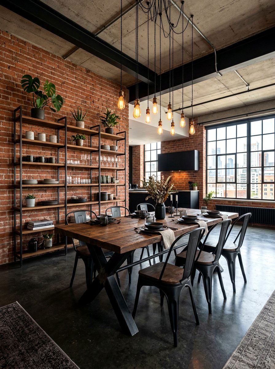 Industrial black dining room - 30 black dining room ideas