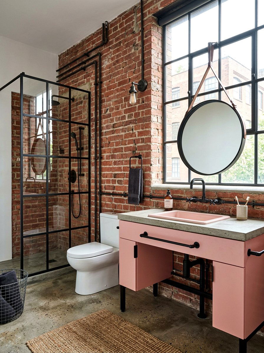 Industrial blush pink bathroom - 30 blush bathroom ideas
