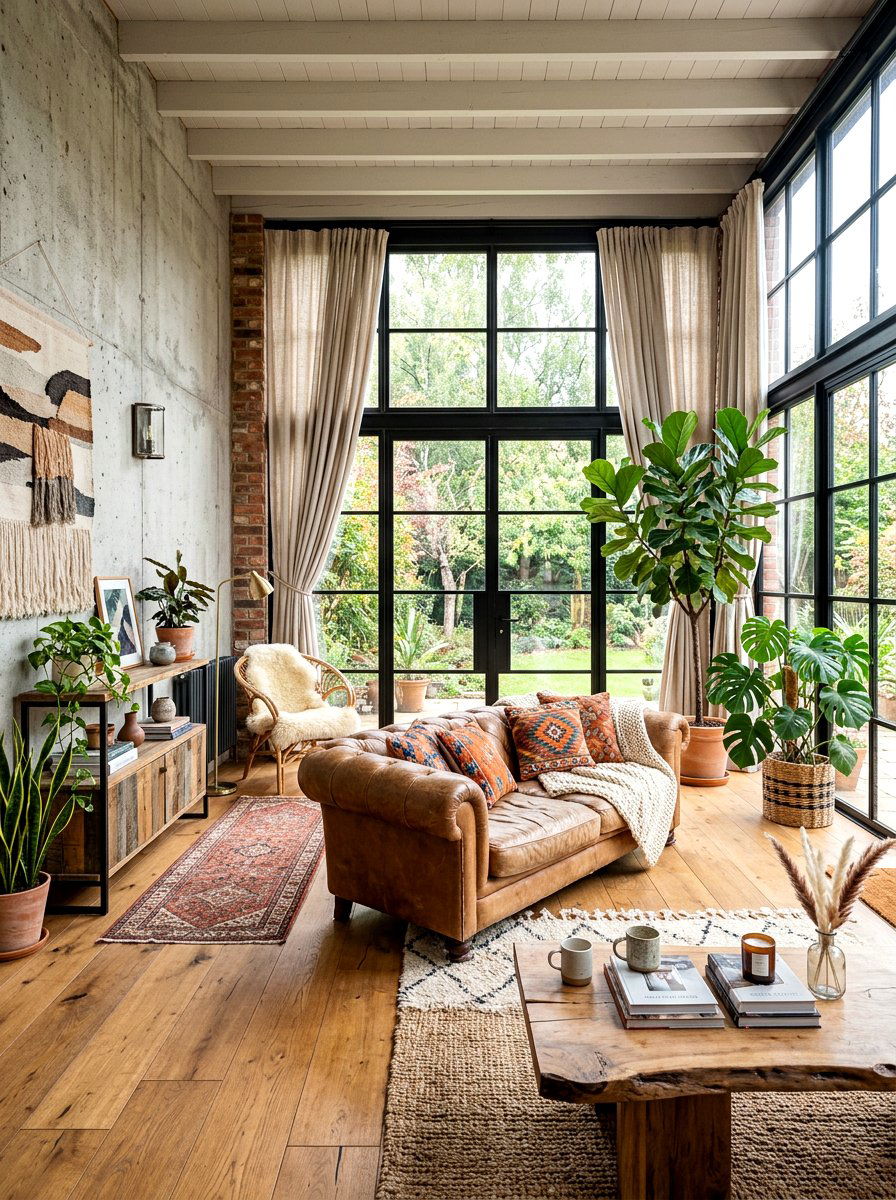 Industrial boho living room - 30 boho living room ideas