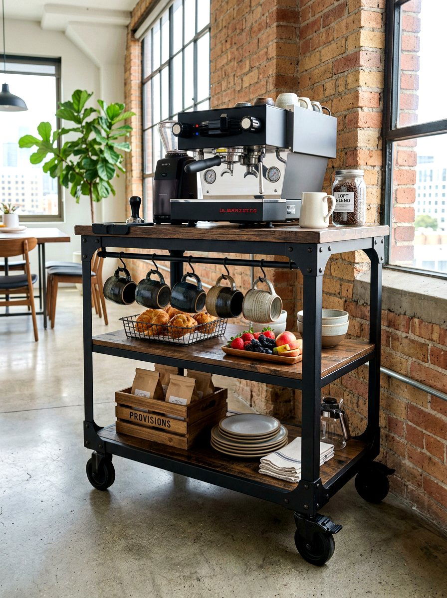 Industrial breakfast cart - 30 breakfast station ideas