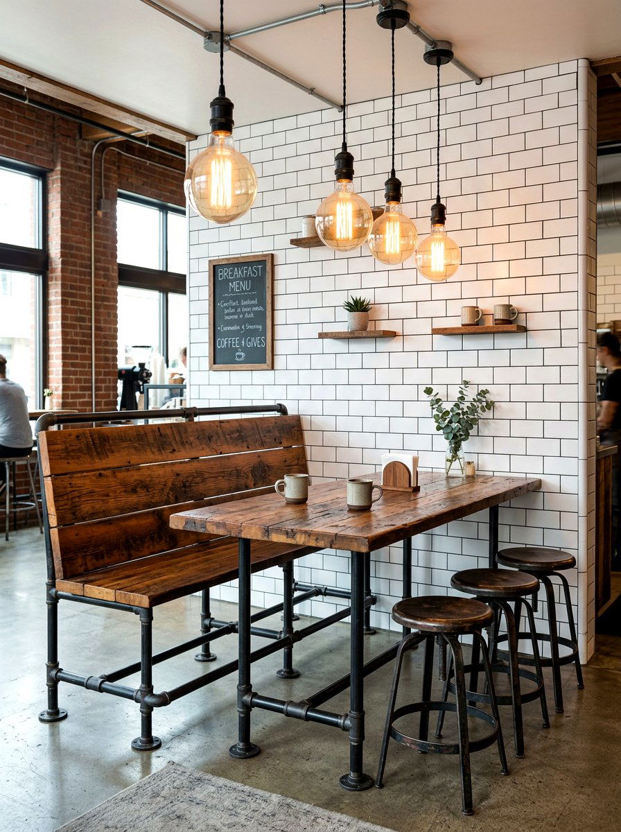Industrial breakfast seating - 30 breakfast room bench ideas