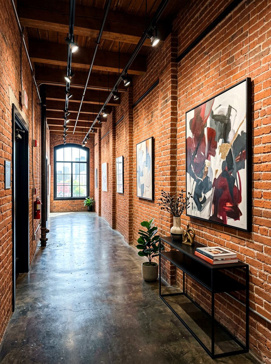 Industrial brick hallway - 30 brick accent wall ideas
