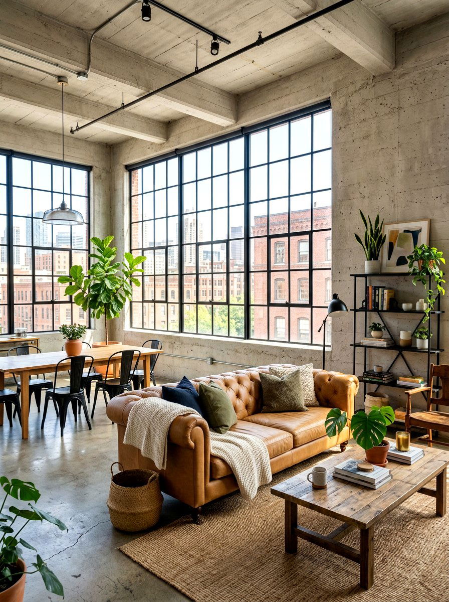 Industrial bright living room - 30 sun washed living room ideas