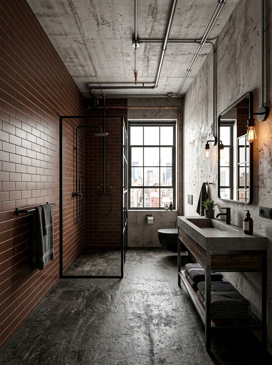 Industrial brown bathroom design - 30 chocolate brown bathroom ideas