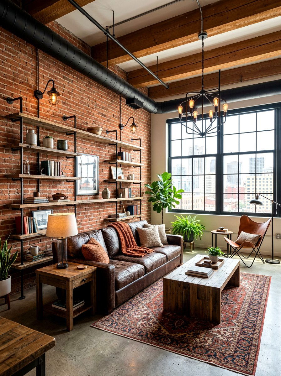 Industrial brown living room - 30 brown living room ideas