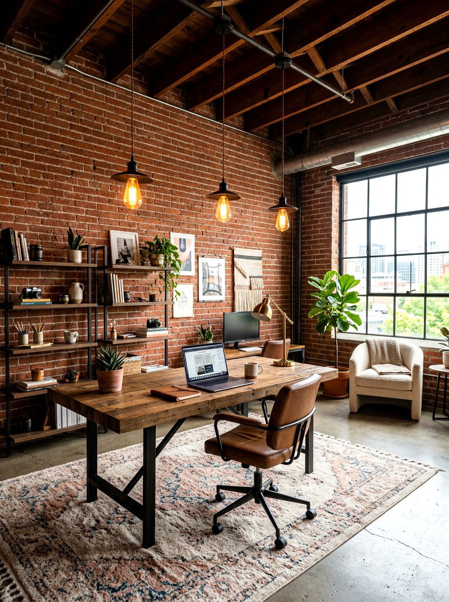 Industrial chic studio - 30 feminine home studio ideas