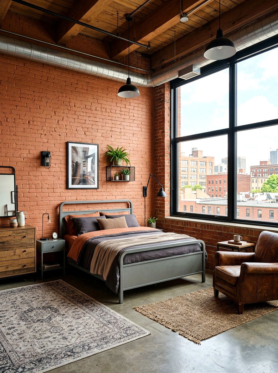 Industrial clay bedroom - 30 clay color bedroom ideas