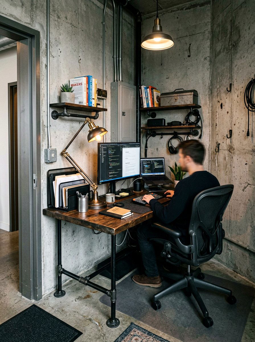 Industrial closet office - 30 closet office ideas