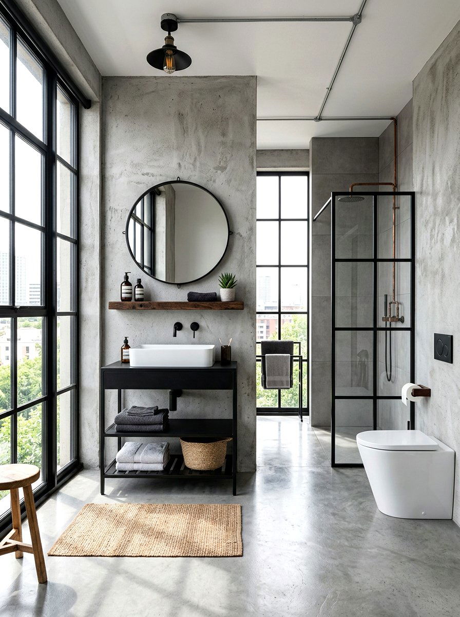 Industrial concrete bathroom - 30 serene bathroom decor ideas