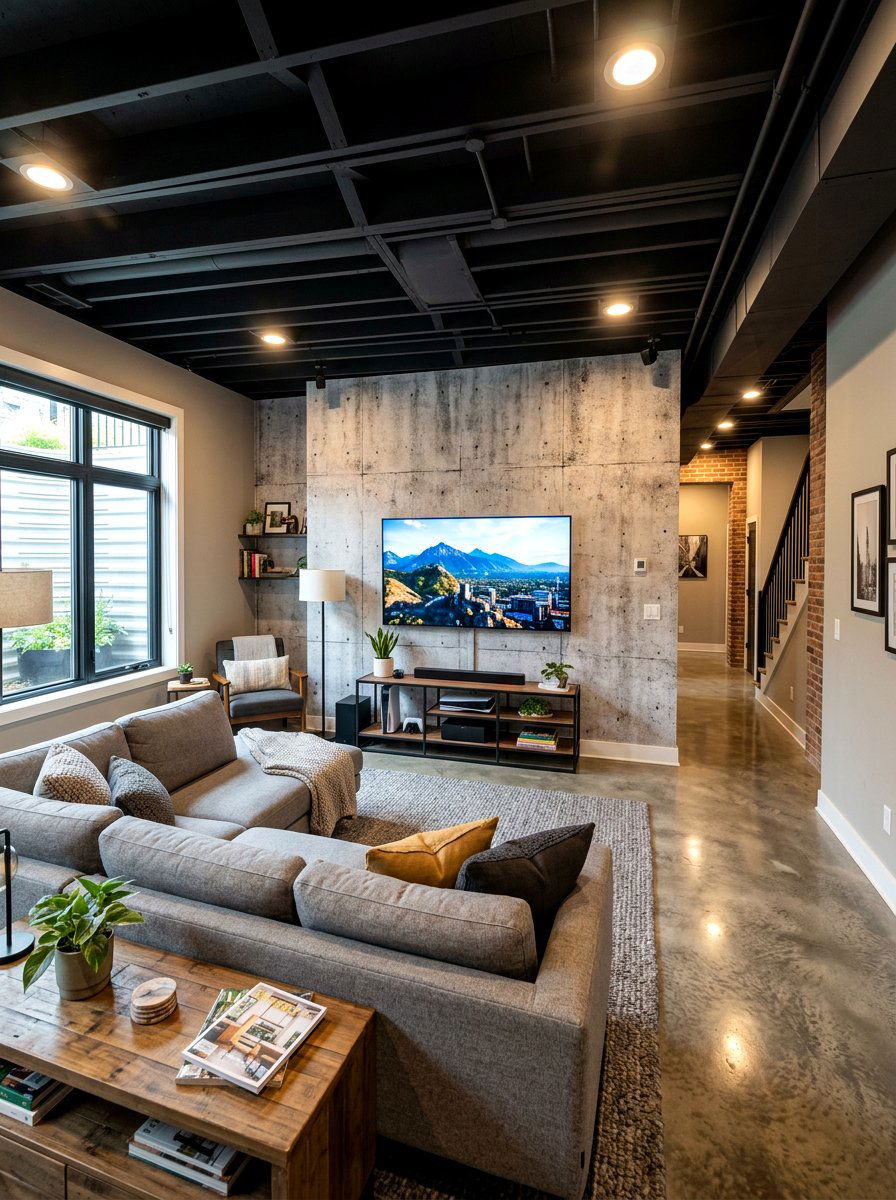 Industrial concrete wallpaper basement - 30 wallpaper accent wall ideas