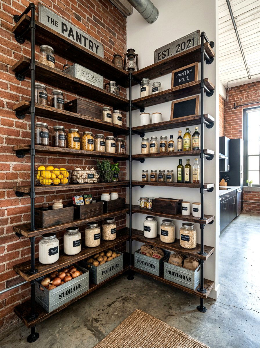 Industrial corner pantry shelves - 30 corner pantry shelving ideas