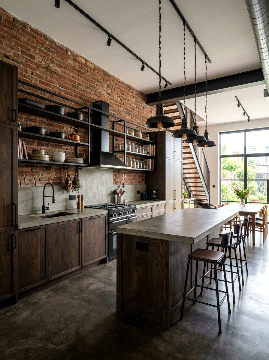 Industrial dark wood kitchen - 30 dark wood kitchen ideas