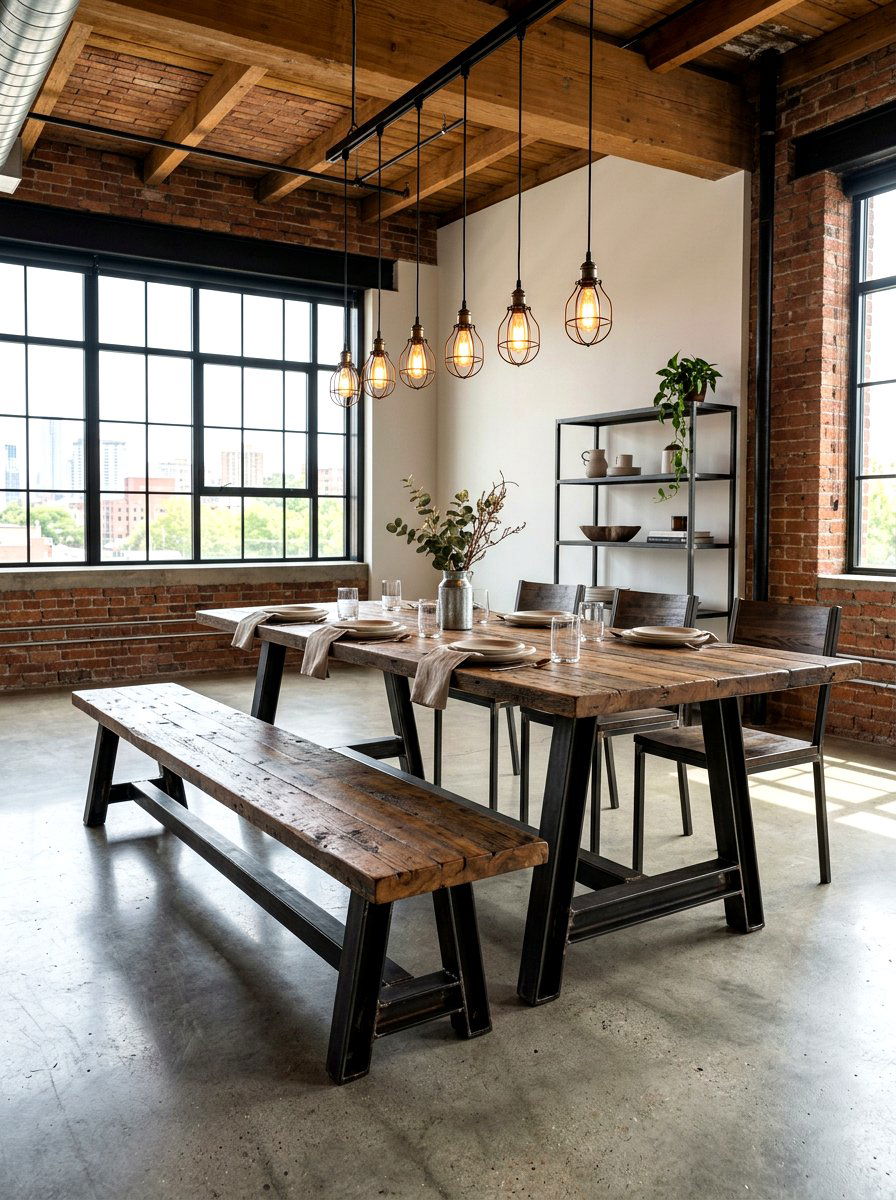 Industrial dining bench - 30 banquette seating ideas