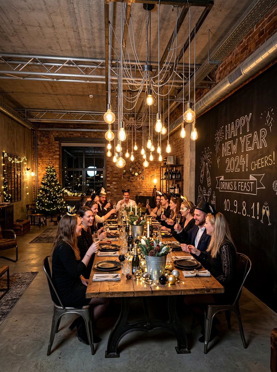 Industrial festive dining room - 30 New Year dining room ideas
