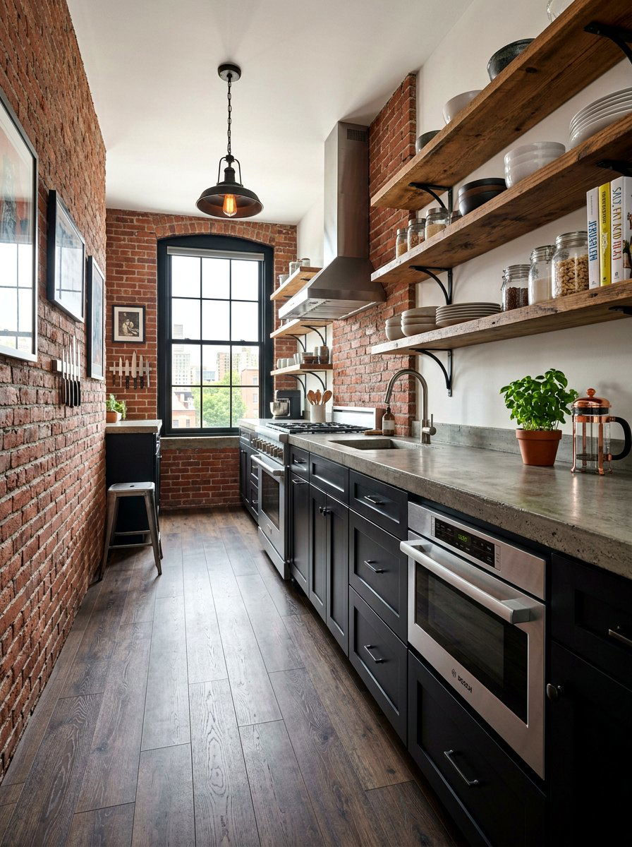 Industrial galley kitchen - 30 drawer microwave ideas