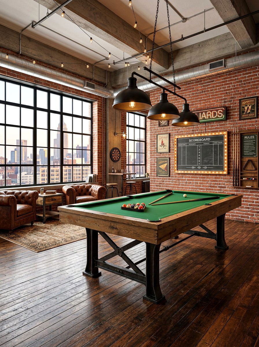 Industrial game room - 30 billiards room ideas