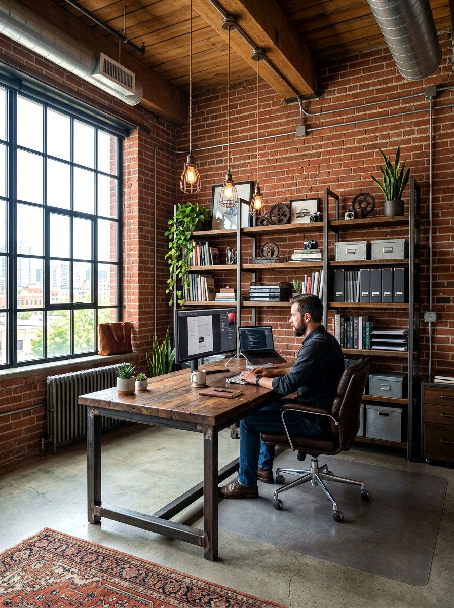 Industrial home office - 30 cozy home office ideas