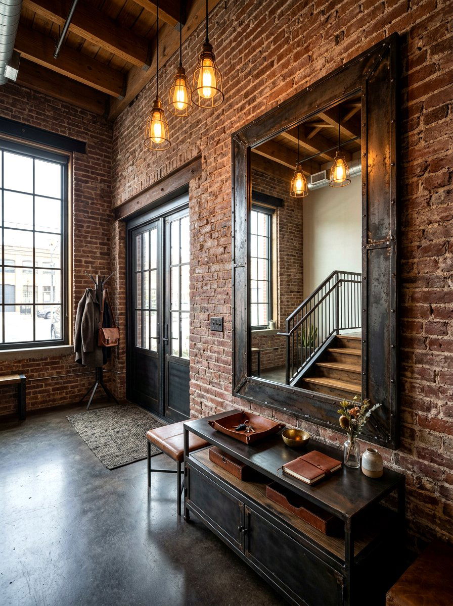 Industrial iron mirror - 30 entry mirror ideas