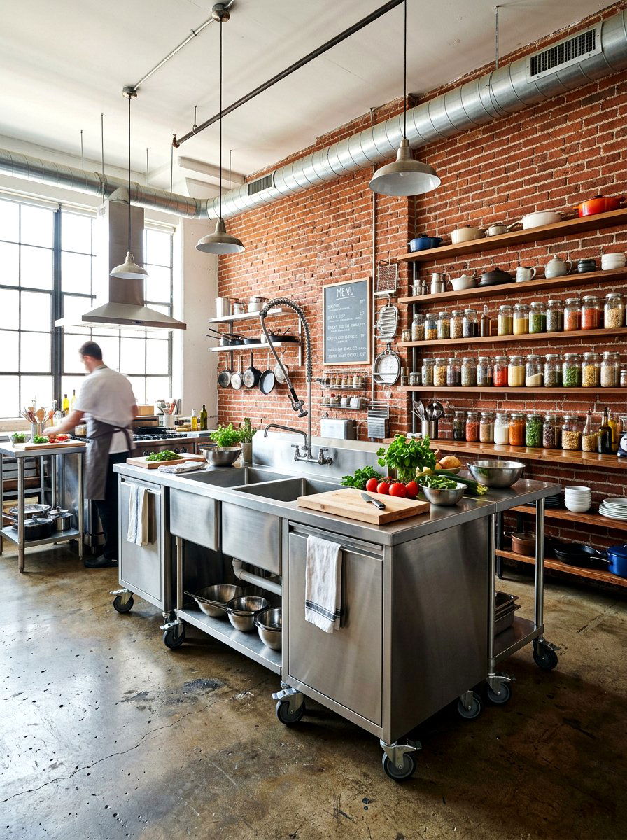Industrial kitchen island with sink - 30 kitchen island with sink ideas